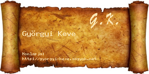 Györgyi Keve névjegykártya